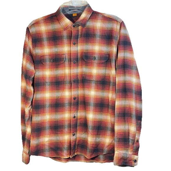 Tailor Vintage Men's Rust gold Plaid Luxe Performance Shirt Size M - Picture 2 of 9